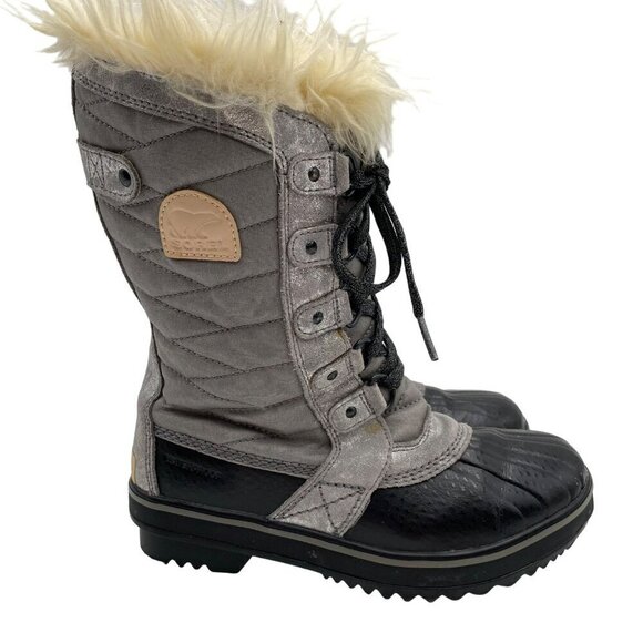 Sorel Tofino II Gray/Black Snow Boots Winter Big Girl's Size 4 - Picture 4 of 10